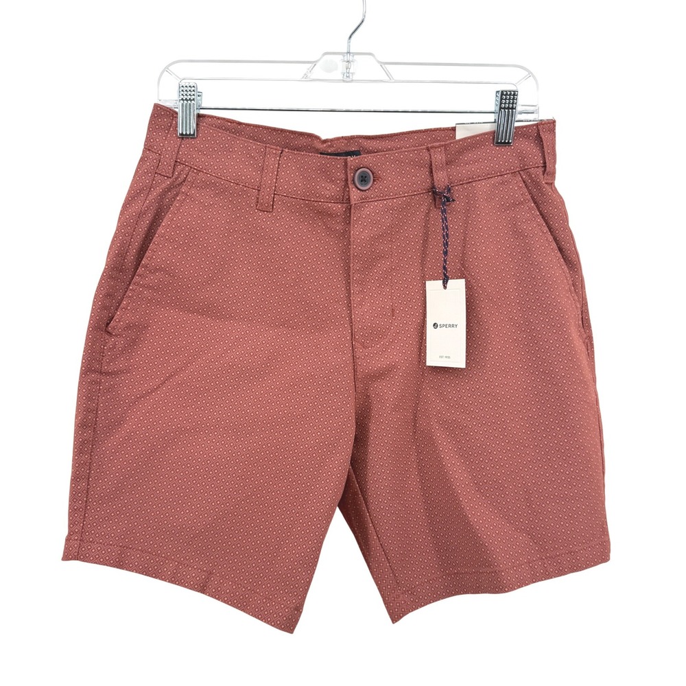 NEW Sperry Chino Shorts Mens 30 Nantucket Red Geometric Easyflex 8" Nautical